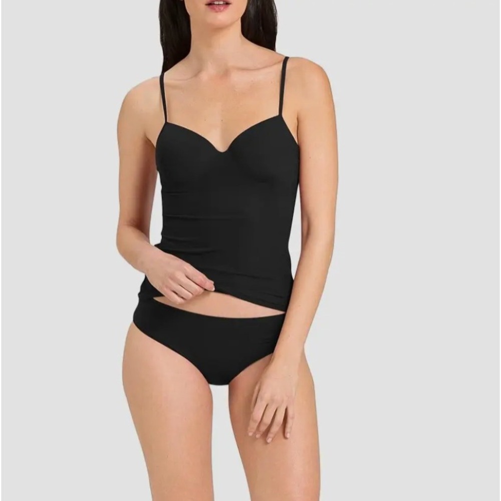 Hanro Allure Bra Camisole 36B Black Padded Underwire Tank Top Luxury Everyday